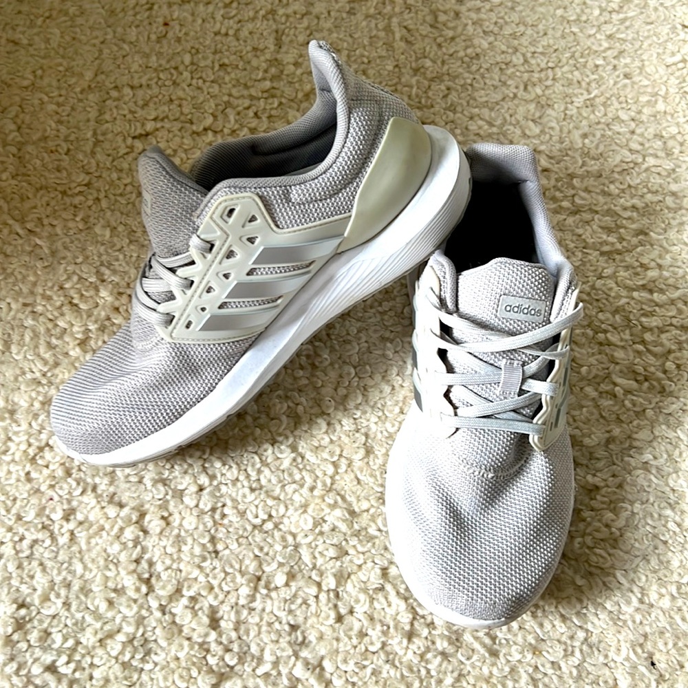 Women’s grey Adidas running shoes, size 6.5 (fits like a 7)